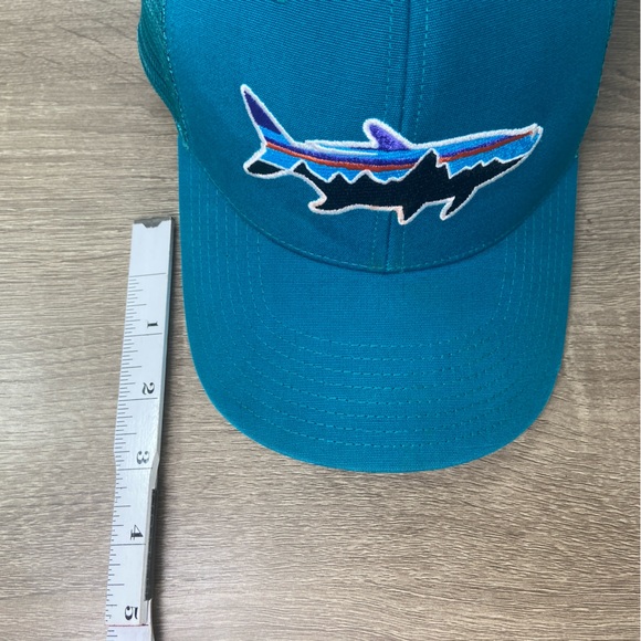 Patagonia Fitz Roy Trout Logo Trucker Hat Mens Snapback Mesh Cap Teal Adjustable - Picture 10 of 16